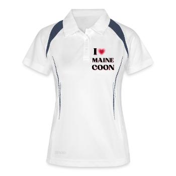 I love Maine Coon (style coeur rétro) - Polo respirant Femme - blanc/marine - Devant
