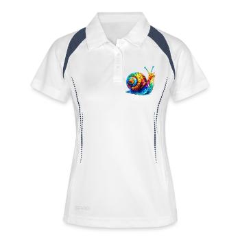 Schnecke - Frauen Polo atmungsaktiv - Weiß/Navy - Vorne