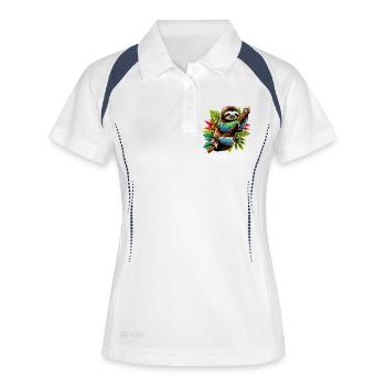 Faultier - Frauen Polo atmungsaktiv - Weiß/Navy - Vorne