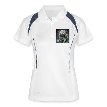 Chemise exclusive au design carlin - Polo respirant Femme - blanc/marine - Devant