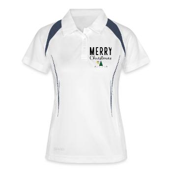 Tolles Shirt zu Weihnachten - Frauen Polo atmungsaktiv - Weiß/Navy - Vorne
