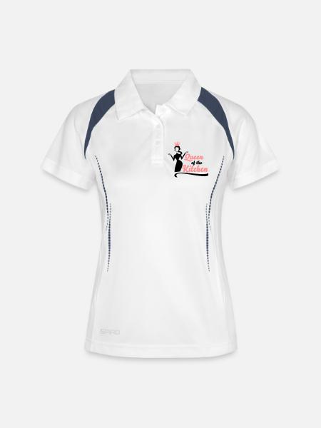 Cadeaux amusants pour les femmes qui aiment cuisiner - Polo respirant Femme - blanc/marine