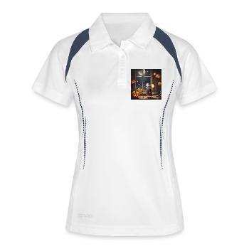halloween, souris d'halloween, citrouille - Polo respirant Femme - blanc/marine - Devant