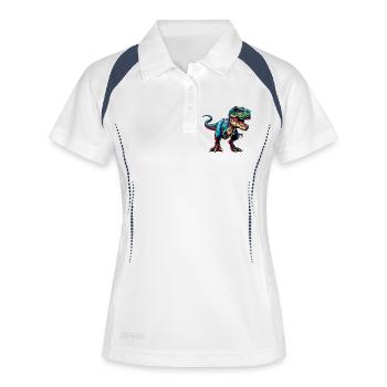 Dinosaurier - Frauen Polo atmungsaktiv - Weiß/Navy - Vorne