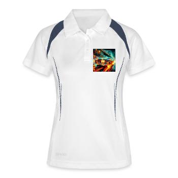 Oldtimer Elektroauto - Frauen Polo atmungsaktiv - Weiß/Navy - Vorne