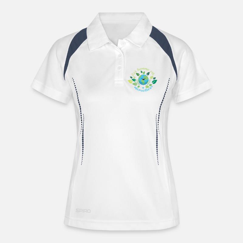 This man is Wonderful - Women's Polo breathable - white/navy
