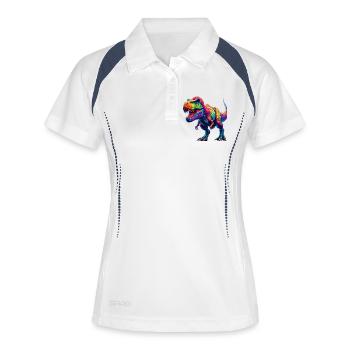 Dinosaurier - Frauen Polo atmungsaktiv - Weiß/Navy - Vorne