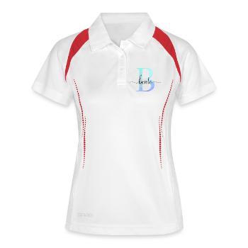 B| Monogramm | Name | Bento | Watercolor - Frauen Polo atmungsaktiv - Weiß/Navy - Vorne