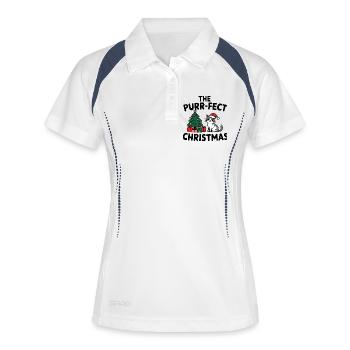 Festive Cat with Christmas Tree - Women's Polo breathable - white/navy - Front