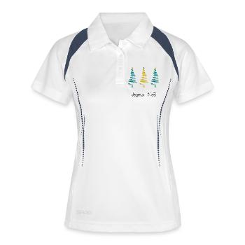 WEIHNACHTEN. FROHE WEIHNACHTEN. FROHE WEIHNACHTEN. WEIHNACHTSMANN - Frauen Polo atmungsaktiv - Weiß/Navy - Vorne