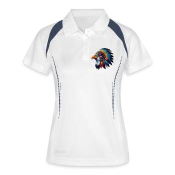 Amerikanischer Indianer Adler Amerikanische Rothaut - Frauen Polo atmungsaktiv - Weiß/Navy - Vorne