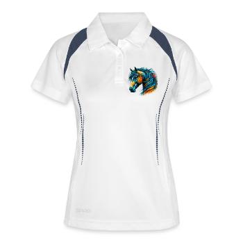 Cheval - Polo respirant Femme - blanc/marine - Devant