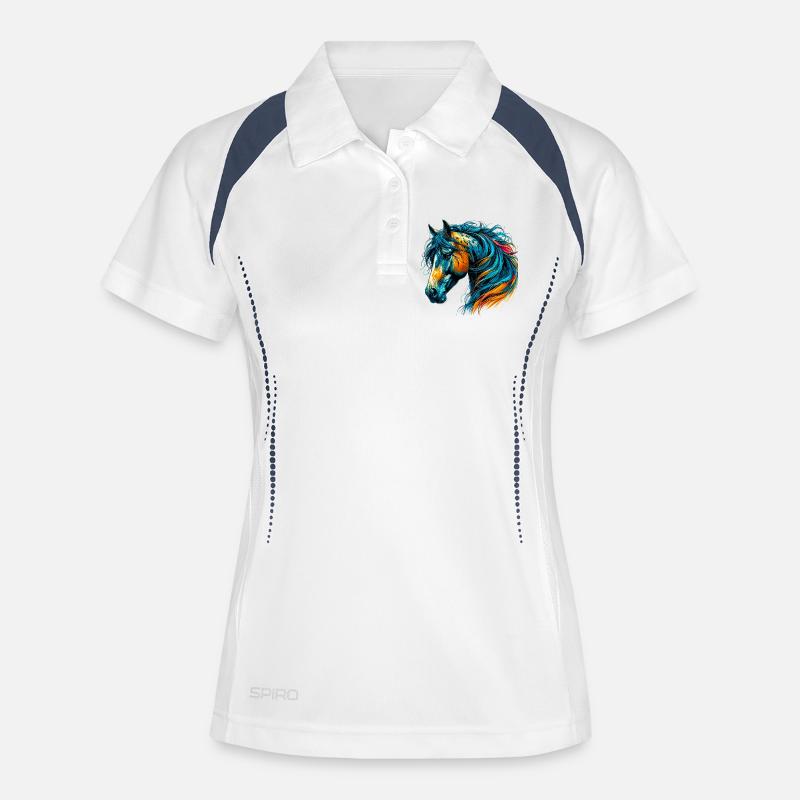 Horse - Women's Polo breathable - white/navy
