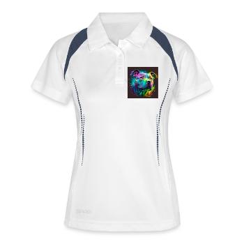 Tête de staffie illustration popart - 082 - Polo respirant Femme - blanc/marine - Devant