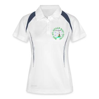 SKIANFÄNGER DINOSAURIER STOLZ SKISPORT - Frauen Polo atmungsaktiv - Weiß/Navy - Vorne