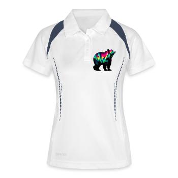 Bär - Frauen Polo atmungsaktiv - Weiß/Navy - Vorne