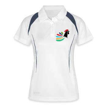COQ. CHEVAL. POULE. COQ. ANIMAL. OISEAU. LICORNE. - Polo respirant Femme - blanc/marine - Devant