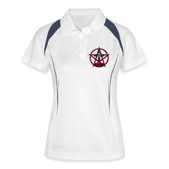Schädelrosen Kreuzstern - Frauen Polo atmungsaktiv - Weiß/Navy - Vorne