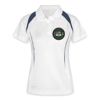 Gemeinsam unterwegs zu Weihnachten - Frauen Polo atmungsaktiv - Weiß/Navy - Vorne