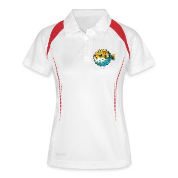Kugelfisch - Frauen Polo atmungsaktiv - Weiß/Navy - Vorne