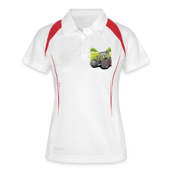 Tracteur dans les champs - Polo respirant Femme - blanc/marine - Devant