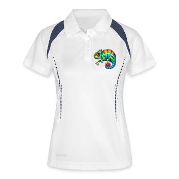 Chamäleon - Frauen Polo atmungsaktiv - Weiß/Navy - Vorne
