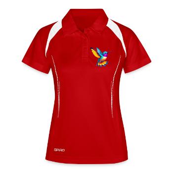 Kolibri - Frauen Polo atmungsaktiv - Weiß/Navy - Vorne
