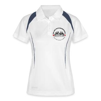 We are Patchworkfamily - Frauen Polo atmungsaktiv - Weiß/Navy - Vorne