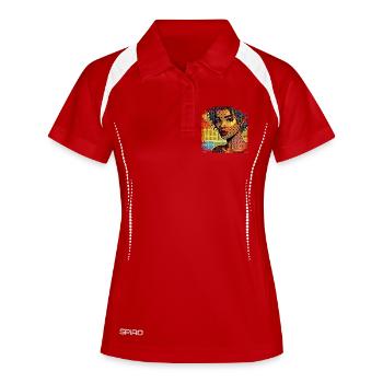 Style Pop Art Femmes - Polo respirant Femme - blanc/marine - Devant