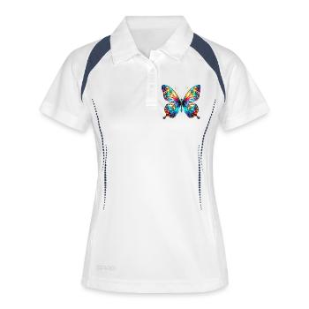 Schmetterling - Frauen Polo atmungsaktiv - Weiß/Navy - Vorne