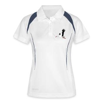 cigogne volante - Polo respirant Femme - blanc/marine - Devant