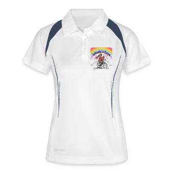 Adorable paresseux sur vélo avec cœur et arc-en-ciel - Polo respirant Femme - blanc/marine - Devant