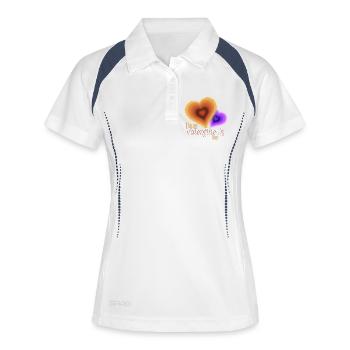 Valentinstag - Groovy Flash Herzen - Frauen Polo atmungsaktiv - Weiß/Navy - Vorne
