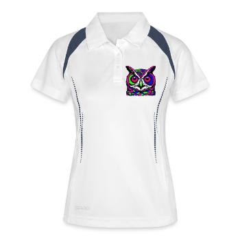 Eule - Frauen Polo atmungsaktiv - Weiß/Navy - Vorne