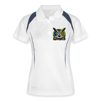 Eule - Frauen Polo atmungsaktiv - Weiß/Navy - Vorne