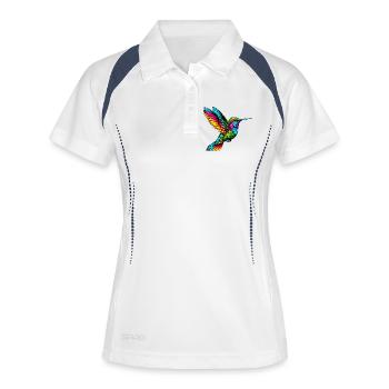 Kolibri - Frauen Polo atmungsaktiv - Weiß/Navy - Vorne