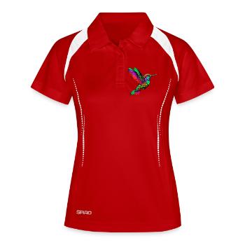 Kolibri - Frauen Polo atmungsaktiv - Weiß/Navy - Vorne