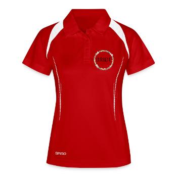 L’équipe de la mariée ! Couronne de fleurs personnalisable - Polo respirant Femme - blanc/marine - Devant