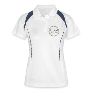 L’équipe de la mariée ! Couronne de fleurs personnalisable - Polo respirant Femme - blanc/marine - Devant