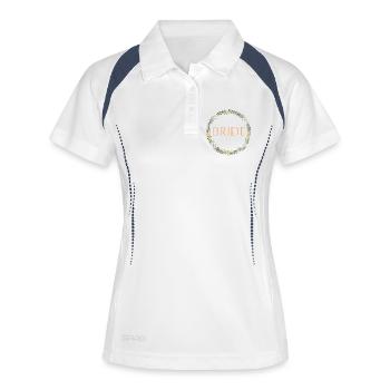 L’équipe de la mariée ! Couronne de fleurs personnalisable - Polo respirant Femme - blanc/marine - Devant