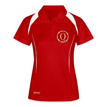 Q Monogram, Couronne de fleurs, Personnalisable - Polo respirant Femme - blanc/marine - Devant