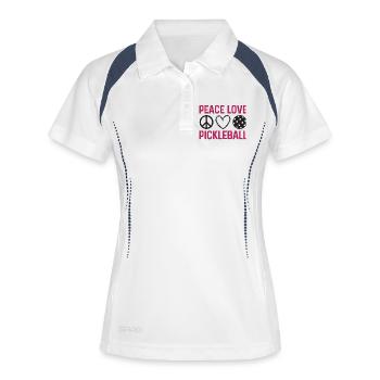 Peace Love Pickleball - Polo respirant Femme - blanc/marine - Devant