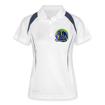 Drache - Frauen Polo atmungsaktiv - Weiß/Navy - Vorne