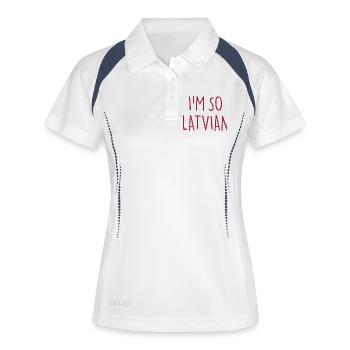 I'M SO LATVIAN Latvia Lettland - Frauen Polo atmungsaktiv - Weiß/Navy - Vorne