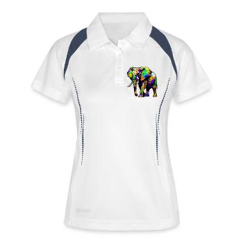 Éléphant - Polo respirant Femme - blanc/marine - Devant