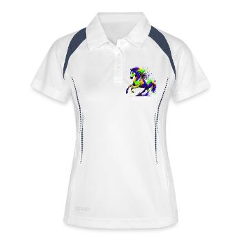 Pferd - Frauen Polo atmungsaktiv - Weiß/Navy - Vorne