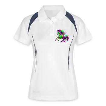 Cheval - Polo respirant Femme - blanc/marine - Devant