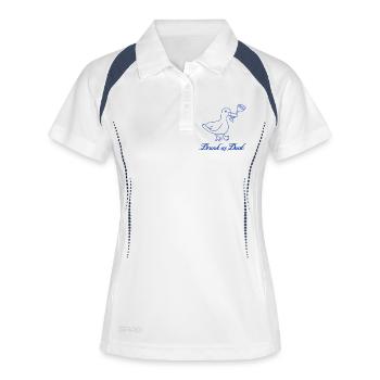 Drunk as Duck – Lustiges Trink-Wortspiel - Frauen Polo atmungsaktiv - Weiß/Navy - Vorne