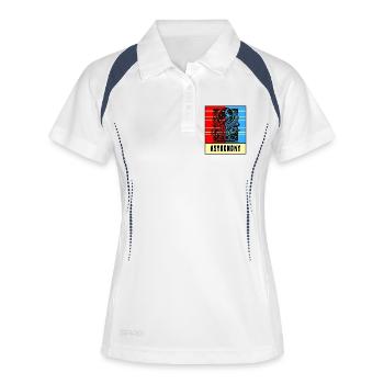 Kosmisches Universum Retro Style - Frauen Polo atmungsaktiv - Weiß/Navy - Vorne