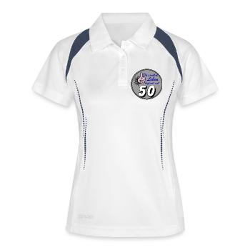 50e anniversaire, la vraie vie - Polo respirant Femme - blanc/marine - Devant